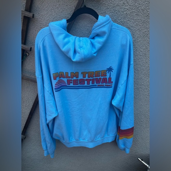 Aviator Palm Tree Festival Zip Up Hoodie In Blue - Picture 10 of 11